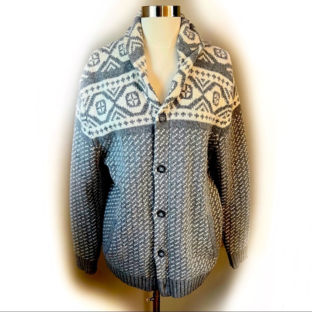 HUDSON NORTH button up fair isle cardigan size medium